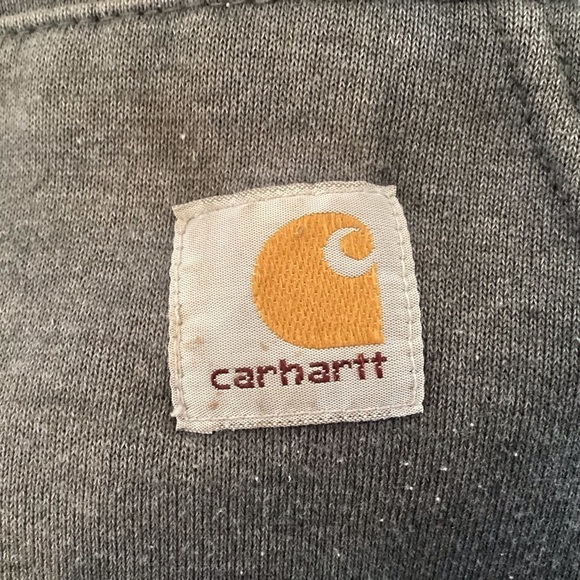 Carhartt  Vintage Spellout ( Sleeve) Patch Logo On Pocket  Sweatshirt Hoodie XL - Picture 5 of 8